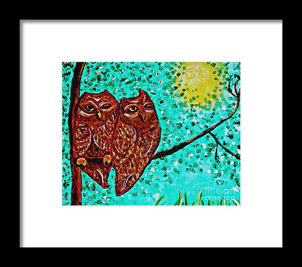 Bird Framed Print featuring the painting Shared Moonlight Detail by Sarah Loft