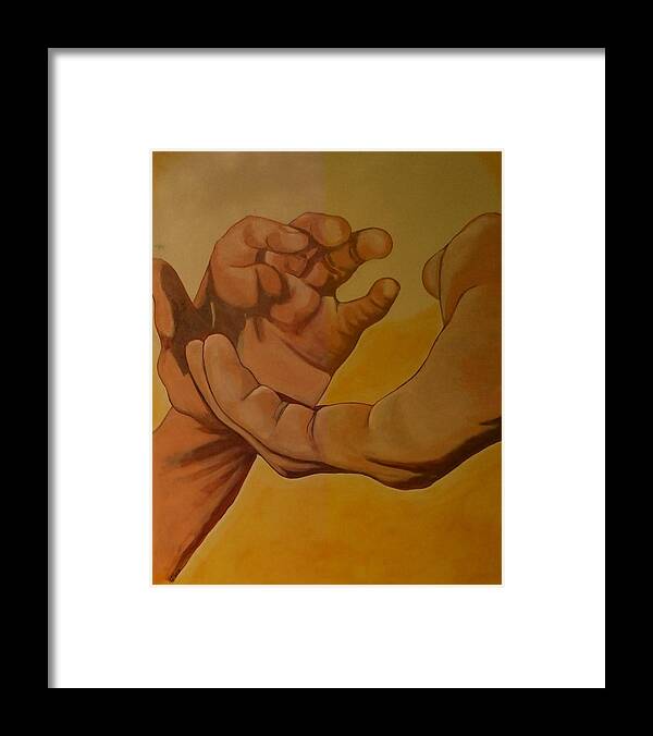 Religious Art Framed Print featuring the painting Sharing Hand by Lumami Dumapat