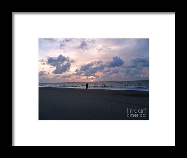 Beach Framed Print featuring the photograph Sharing the Beach at Sunrise by Doris Blessington