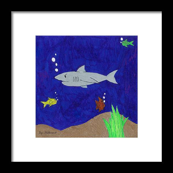 Shark Framed Print featuring the painting Shark by Jayson Halberstadt