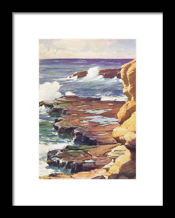 1936 Framed Print featuring the painting Sharp Rocky Coastline by Hawaiian Legacy Archive - Printscapes