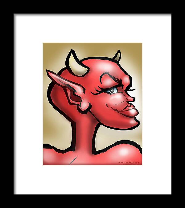 She Framed Print featuring the digital art She Devil by Kevin Middleton