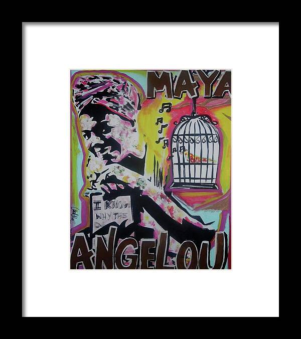 Maya Angelou Framed Print featuring the painting She Knows Why It Sings by Antonio Moore