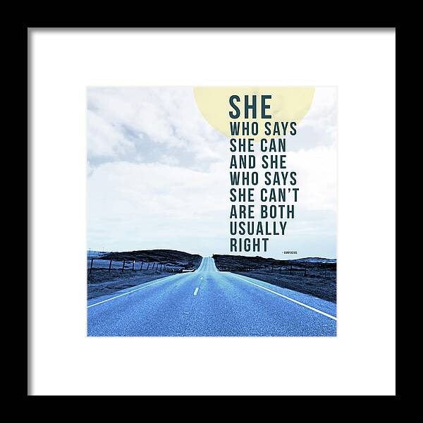 Road Framed Print featuring the mixed media She Who Can- Art by Linda Woods by Linda Woods