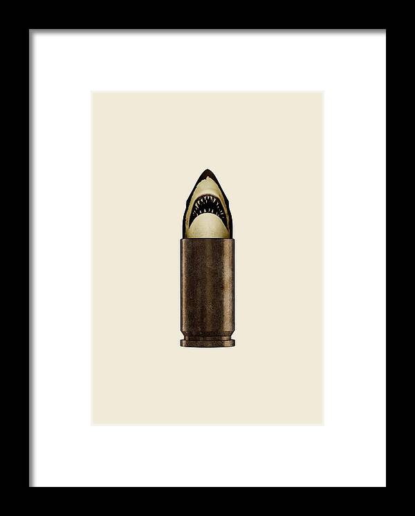 Bullet Framed Print featuring the digital art Shell Shark by Nicholas Ely