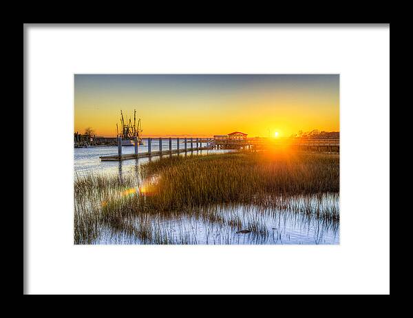 South Framed Print featuring the photograph Shem Creek Sunset - Charleston SC by Drew Castelhano