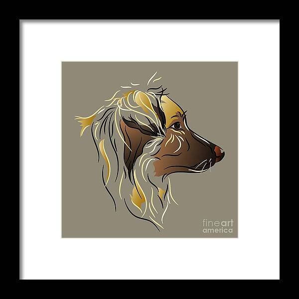 Graphic Dog Framed Print featuring the digital art Shepherd Dog in Profile by MM Anderson
