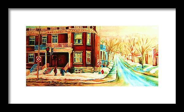 Montreal Framed Print featuring the painting Sherbrooke In Winter by Carole Spandau
