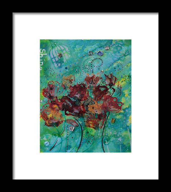 Floral Abstract Art Painting Framed Print featuring the painting Shine by MiMi Stirn