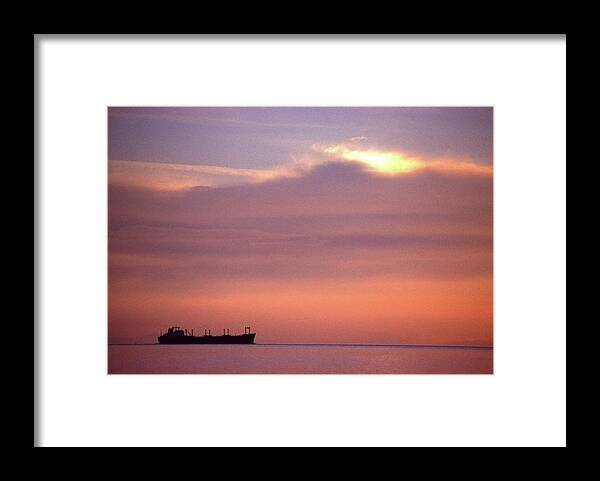Cloud Framed Print featuring the photograph Ship At Sea Two by Lyle Crump