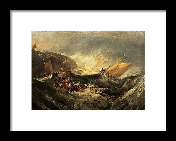 Minotaur Framed Print featuring the painting Shipwreck of the Minotaur by J M William Turner