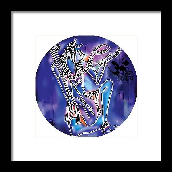 Music Framed Print featuring the painting Shiva playing Vina by Guruji Aruneshvar Paris Art Curator Katrin Suter