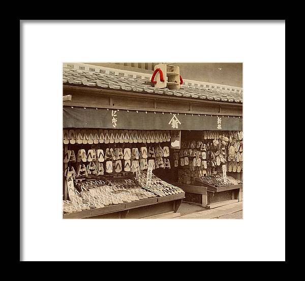 Shoe Store Framed Print featuring the photograph Shoe store in Japan, ca. 1890 - 1894 by Vincent Monozlay