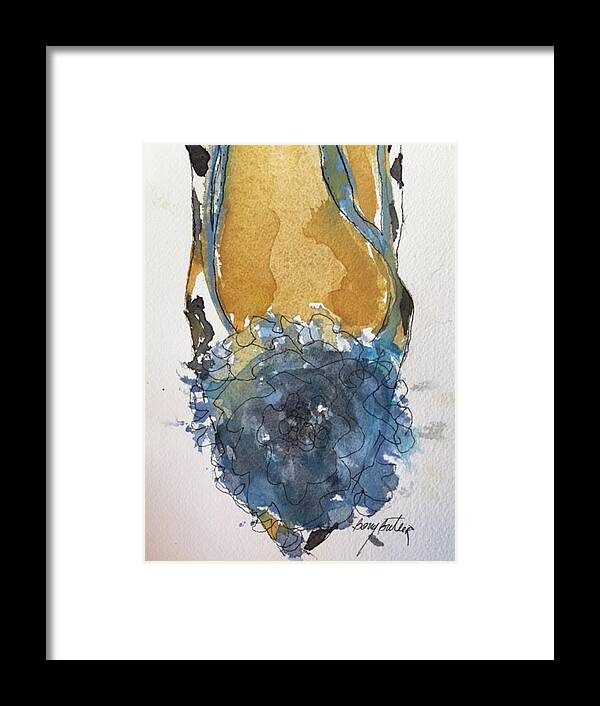 Fashion Framed Print featuring the painting Shoe with Blue Puff by Bonny Butler