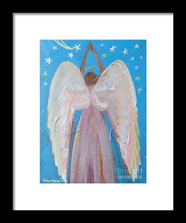 Wings Framed Print featuring the painting Shooting Star Angel by Robin Pedrero