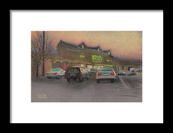 Grocery Shopping Framed Print featuring the drawing Shopping Center by Donald Maier