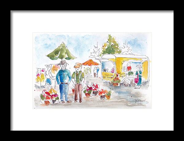 Impressionism Framed Print featuring the painting Shopping The Market by Pat Katz