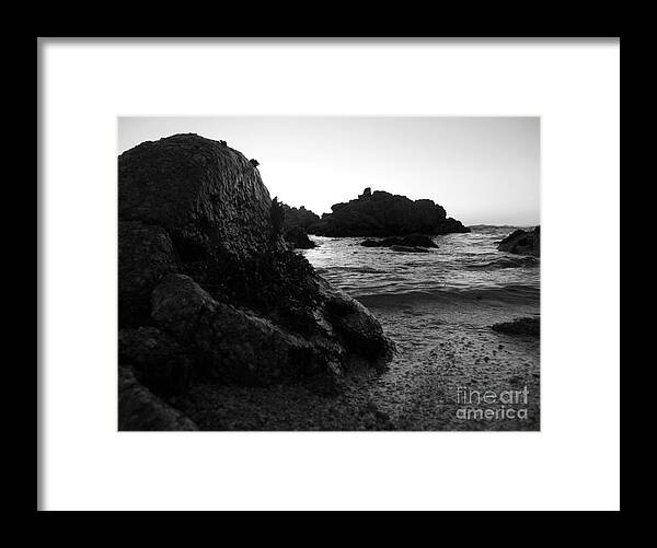 Pacific Grove Framed Print featuring the photograph Shoreline Monolith Monochrome by James B Toy