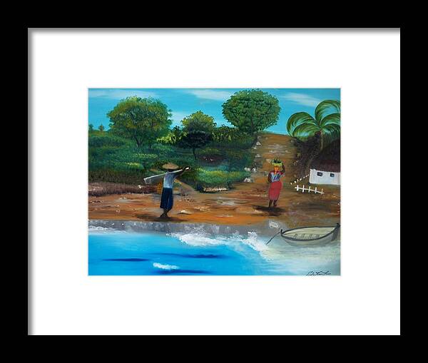 Nicole Jean-louis Framed Print featuring the painting Shortcut By The Beach by Nicole Jean-Louis