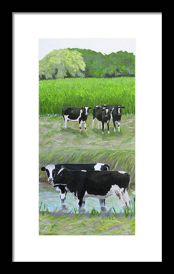 Holsteins Framed Print featuring the painting Should We Tell Them? by Barb Pennypacker