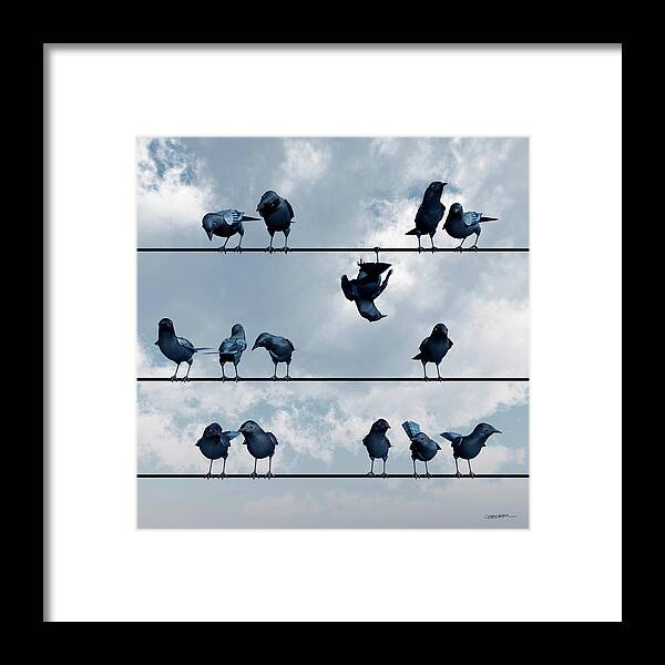 Crow Framed Print featuring the digital art Show Off by Cynthia Decker
