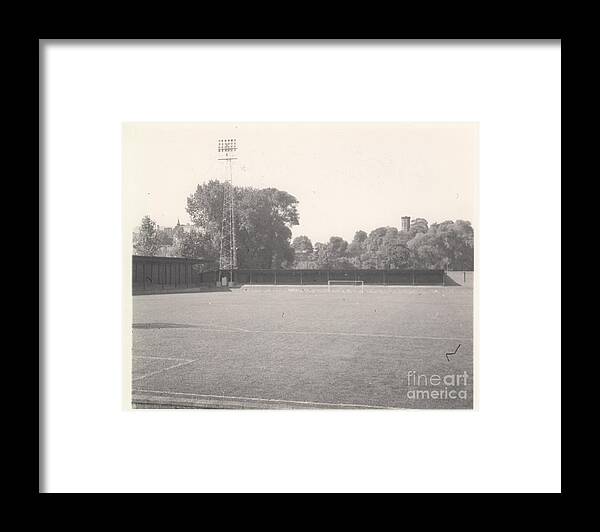  Framed Print featuring the photograph Shrewsbury - Gay Meadow - Station End 2 - BW - March 1970 by Legendary Football Grounds