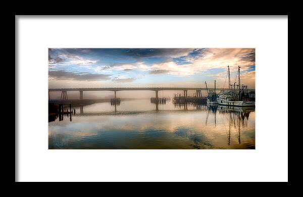 Shrimp Framed Print featuring the photograph Shrimp Boats at Sunrise by Renee Sullivan