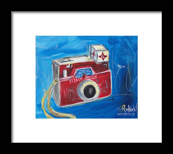 Camera Framed Print featuring the painting Shutter Bug by Robin Wiesneth