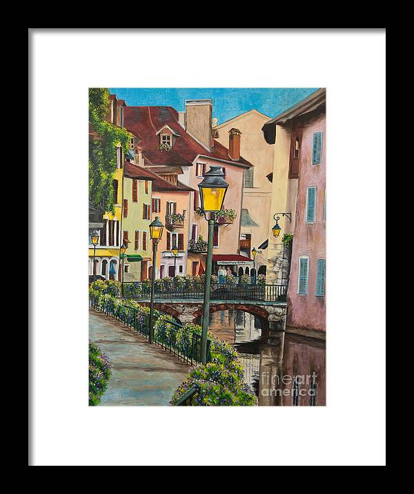 Annecy France Art Framed Print featuring the painting Side Streets in Annecy by Charlotte Blanchard