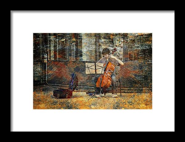 Art Framed Print featuring the photograph Sidewalk Cellist by Randall Nyhof