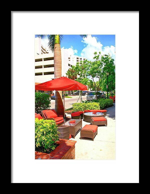 Sidewalk Framed Print featuring the photograph Sidewalk seating by Chris Smith