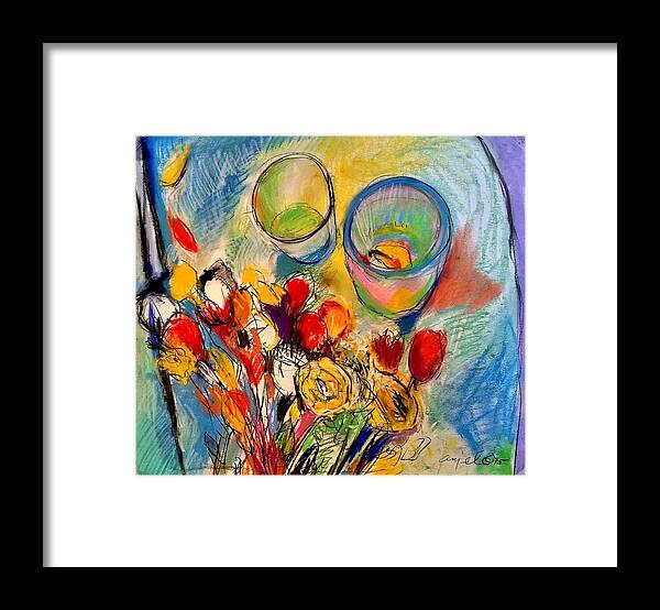Cups Framed Print featuring the drawing Sidewalk Stille-life by Mykul Anjelo