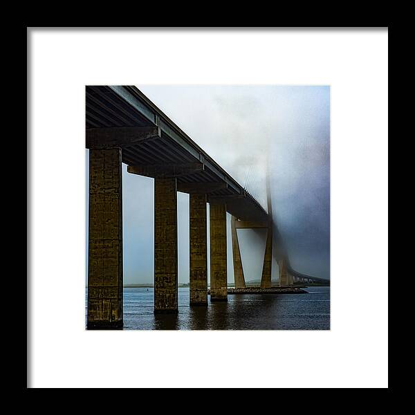 Brunswick Ga Framed Print featuring the photograph Sidney Lanier Bridge under Fog - Square by Chris Bordeleau
