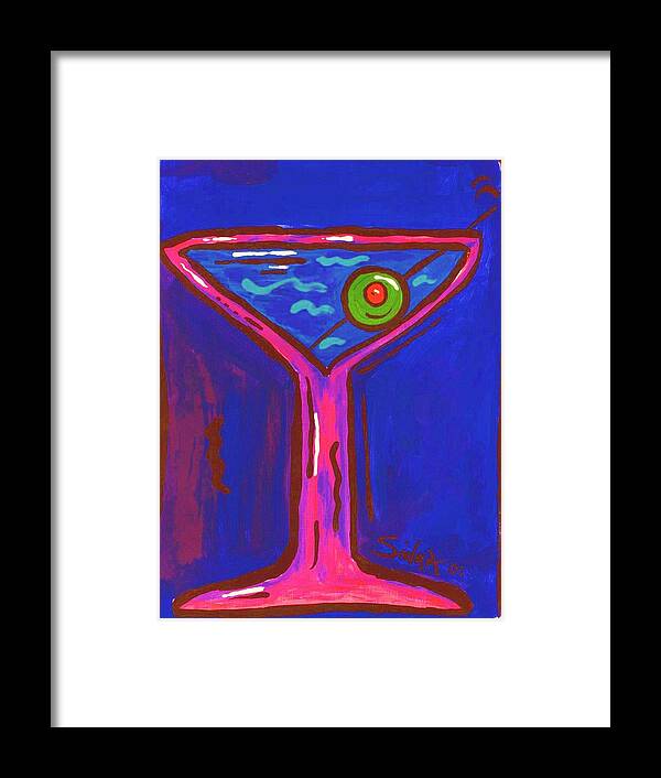 Martini Framed Print featuring the painting SidzArt Pop Art Series 2002 Martini Time by Sidra Myers
