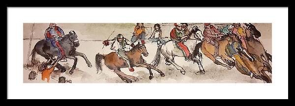 Il Palio. Siena.italy. Horserace. Medieval. Framed Print featuring the painting Siena il Palio album by Debbi Saccomanno Chan