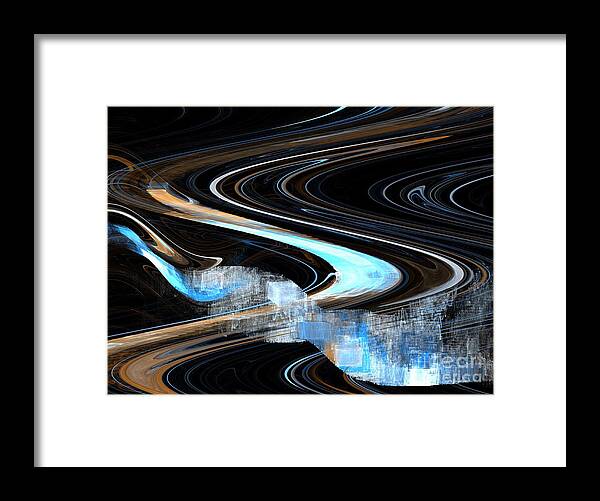 Apophysis Framed Print featuring the digital art Sienna Blue Curve by Kim Sy Ok