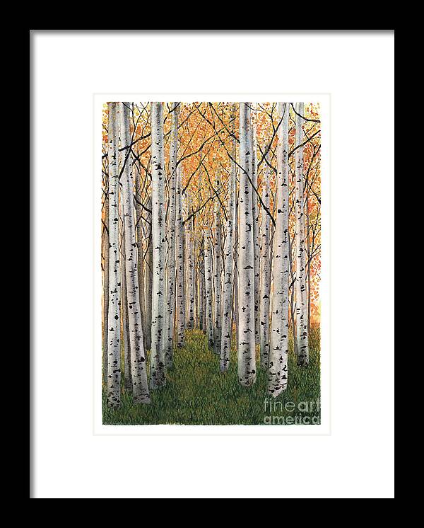 Forest Framed Print featuring the painting Sierra Aspens by Hilda Wagner