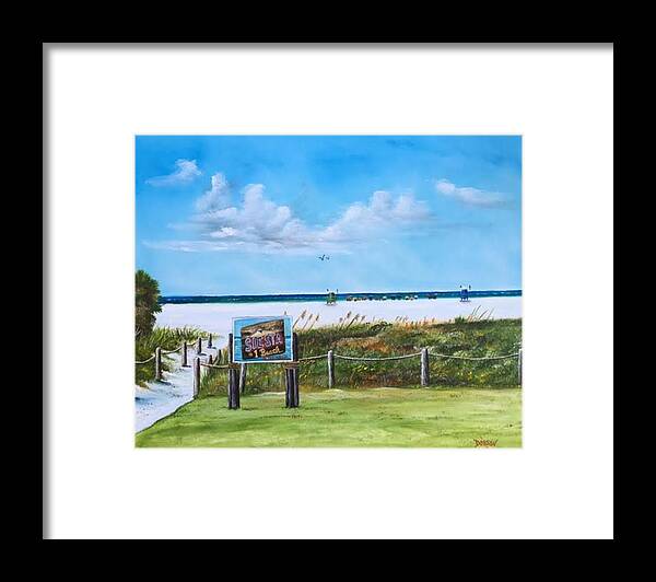 Siesta Key Framed Print featuring the painting Siesta Key Public Beach by Lloyd Dobson