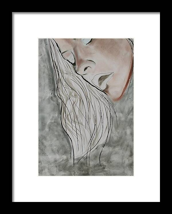 Beauty Framed Print featuring the drawing Sigh by J Bauer