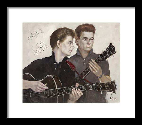 Phil Framed Print featuring the painting Signed by The Everly Brothers by Adrian van Loon