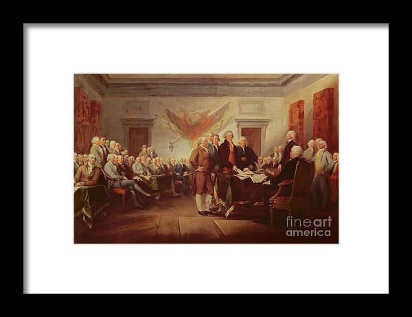 Signing Framed Print featuring the painting Signing the Declaration of Independence by John Trumbull