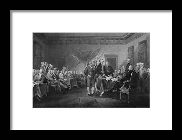 Declaration Of Independence Framed Print featuring the mixed media Signing The Declaration of Independence by War Is Hell Store