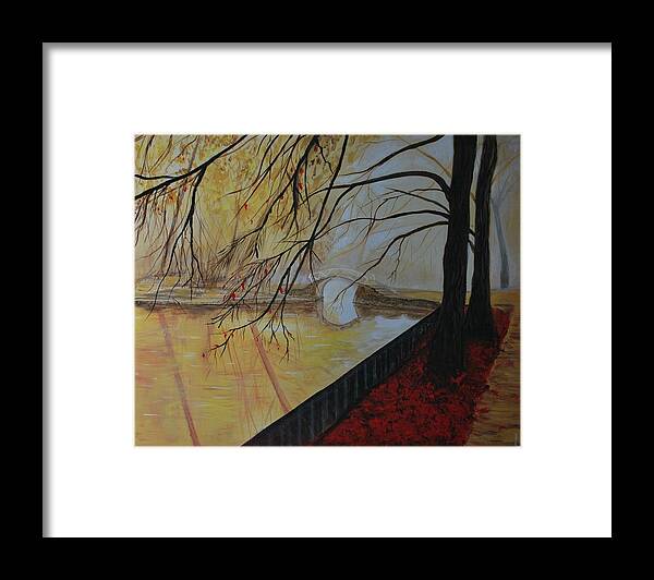 Bridge Painting Framed Print featuring the painting Silence by Leslie Allen