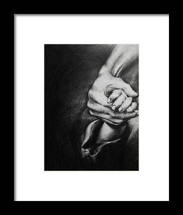 Pencil Drawing Framed Print featuring the drawing Silence by Xrista Stavrou