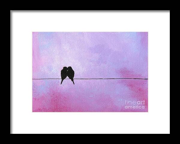 Bird On A Wire Framed Print featuring the painting Silhouette Birds by Julia Underwood