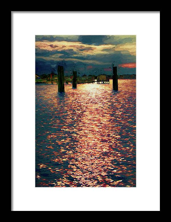 North Carolina Framed Print featuring the painting Silver Lake Harbor Ocracoke Island Outer Banks AP by Dan Carmichael