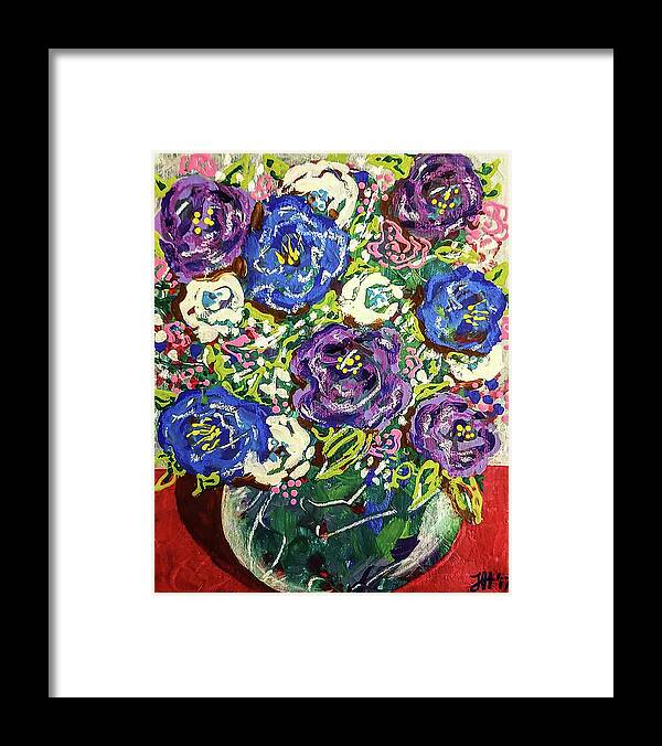 Flowers Framed Print featuring the painting Silver Linings by Jean Haynes
