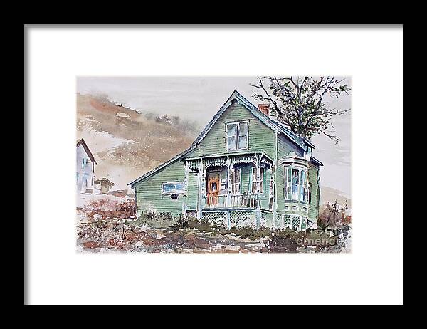 A Charming House Of The Late 1800's Vintage Perches On The Side Of A Mountain At The Southwest Side Of The Town Of Silverton Framed Print featuring the painting Silverton Colorado by Monte Toon
