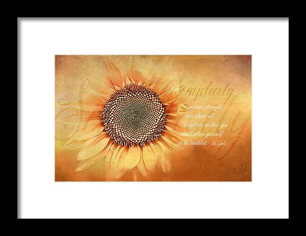 Sunflower Framed Print featuring the digital art Simplicity by Terry Davis