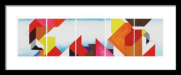 Abstract Framed Print featuring the painting Sinfonia della Domenica - 5-Piece by Willy Wiedmann